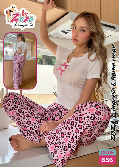 بيجامة بنطلون ليوبارد كود 656 | Free Size 50-80 KG | Divarouj