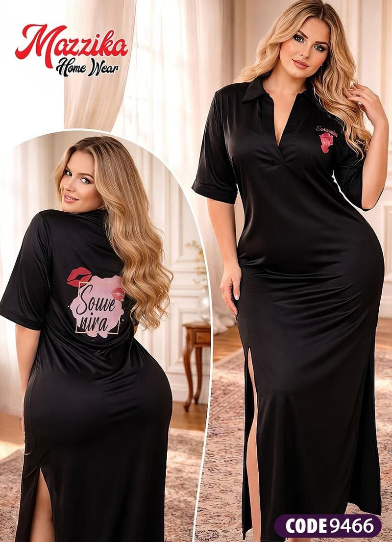 Black long homewear dress code 9466
