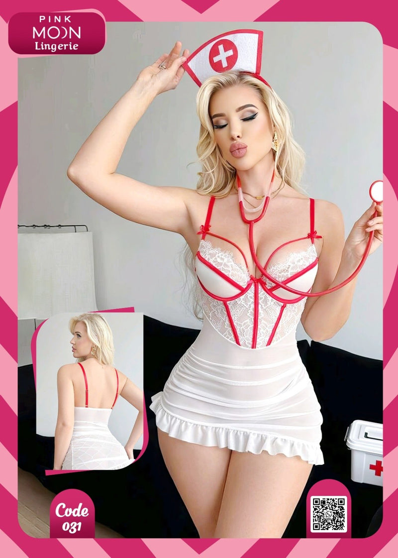 Pink Moon Nurse Costume Lingerie Code 031 | لانجري تنكري ممرضة