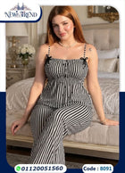 بيجامة حريمي مخططة 2 قطعة بحمالات – Free Size