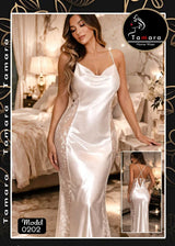 Tamara white satin nightdress model 0202
