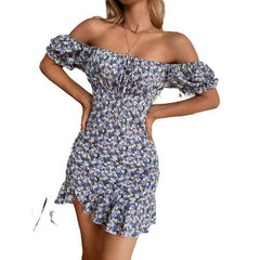 Women's Dresses Boho All Over Print Off the Shoulder Fitted Multicolor - Divarouj
