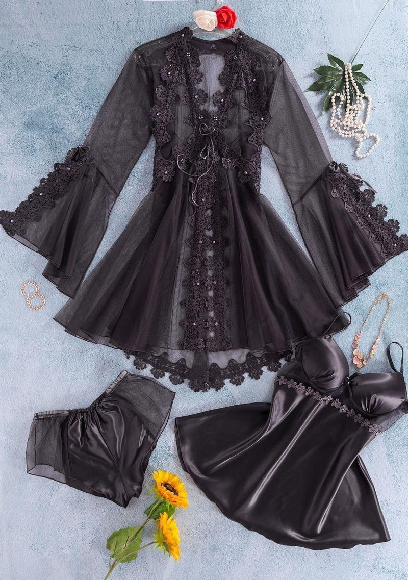 لانجيري طقم قصير 3 قطع كود55 - Divarouj