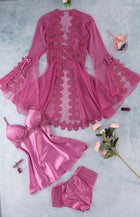 3-Piece Short Satin Lingerie Set | طقم لانجيري قصير 3 قطع كود 55