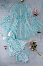 3-Piece Short Satin Lingerie Set | طقم لانجيري قصير 3 قطع كود 55