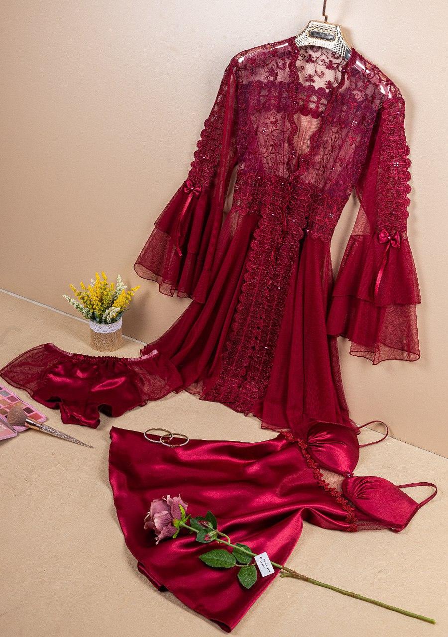 لانجيري 3 قطع ستان كود552 - Divarouj