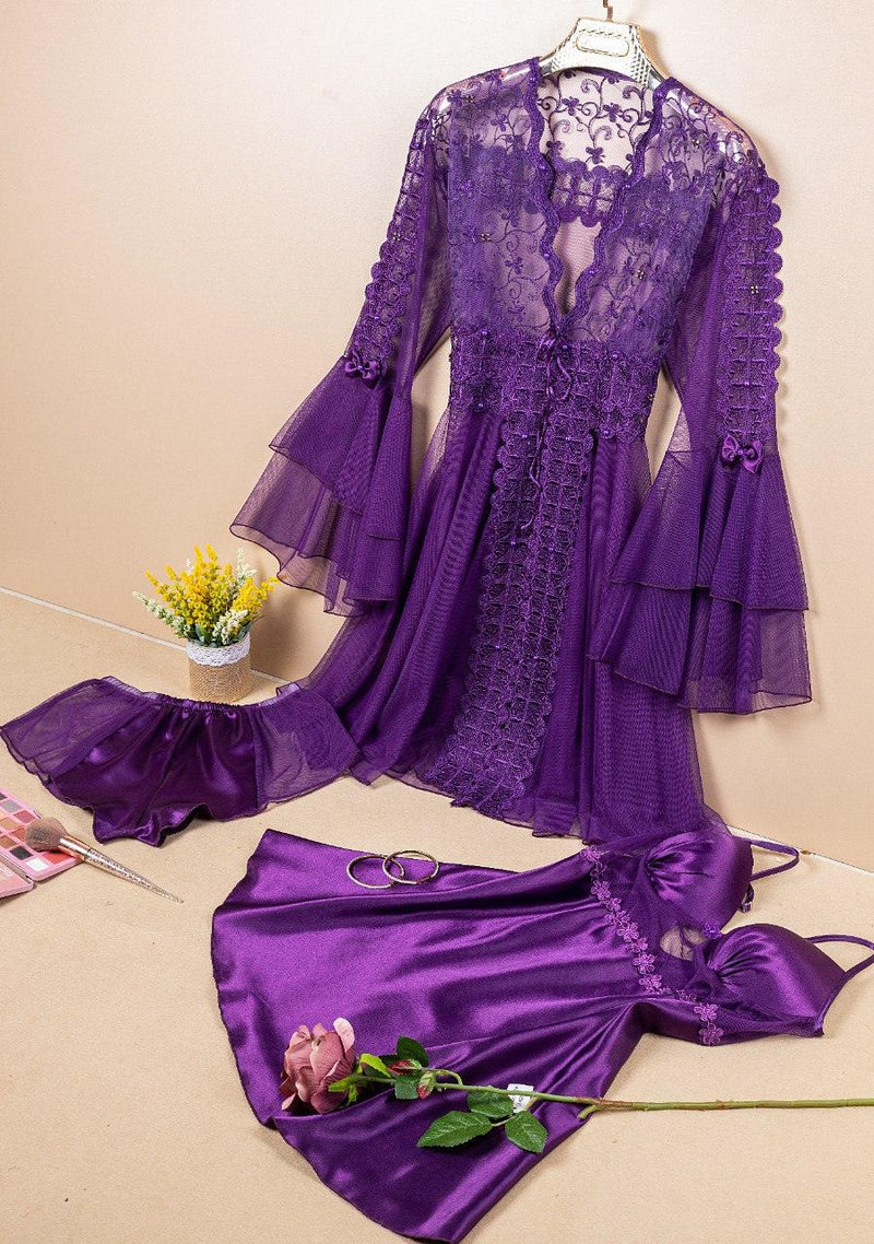 لانجيري 3 قطع ستان كود552 - Divarouj