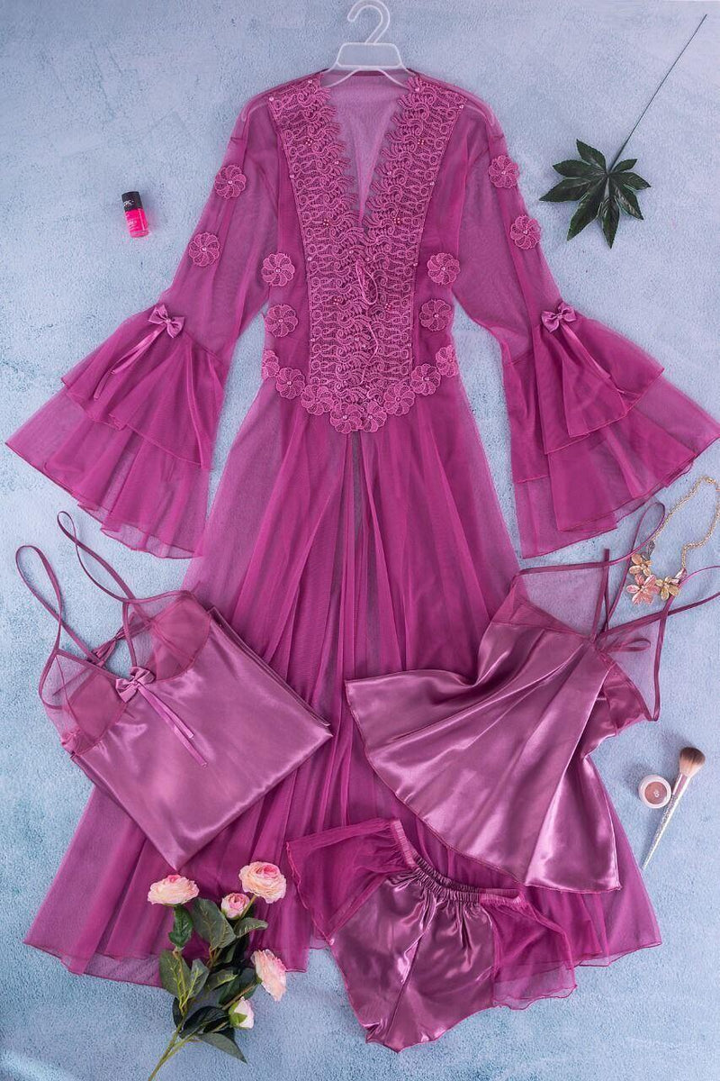 لانجيري طقم طويل 4 قطع كود 22 - Divarouj