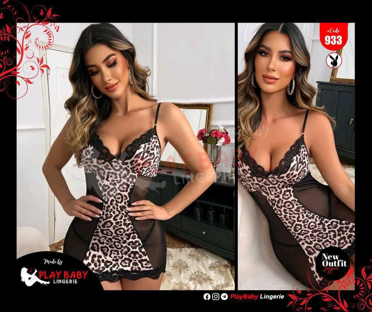 Leopard Print Gothic Women Midnight Babydoll Lingerie Erotic Sexy - Divarouj