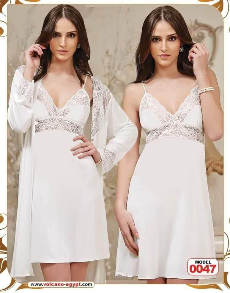 قميص نوم ستان بالروب كود 0047 - Divarouj